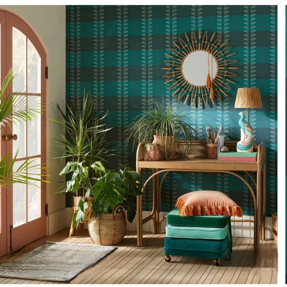 Opalhouse Diskus Plaid Peel & Stick Wallpaper Blue